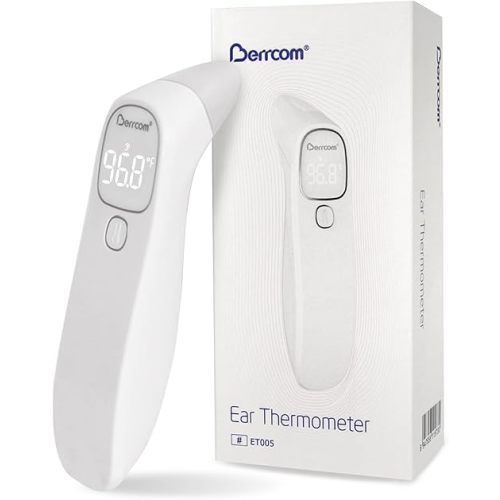 Berrcom Forehead and Ear Thermometer for Adults and Babies, Digital No-Touch Medical Thermometer with LED Display, 1s Instant Reading, Contactless Temperature Thermometer, Auto Shut-Off