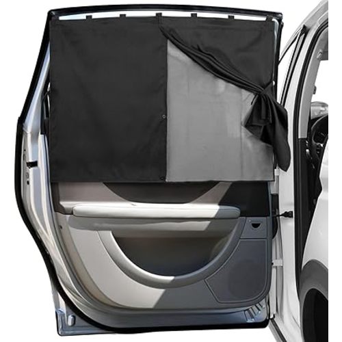 Car Window Shades, Double Layers Magnetic Car Sun Shade for Baby, Blackout/See Through Back Side Window Covers, Car Curtains for Baby in Car UV Protection
