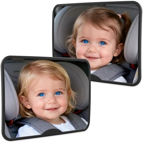 2 Pack Baby Car Mirror, Safety Car Seat Mirror for Rear Facing Infant Black