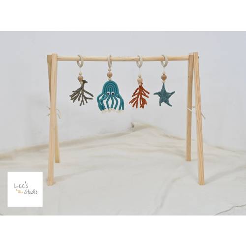 Nursery Decor Ocean Animal , Baby Education Toys, Baby Play Gym Toys, Hanging Toys: Octopus,Starfish, Coral..., Baby Gym With Ocean Theme,