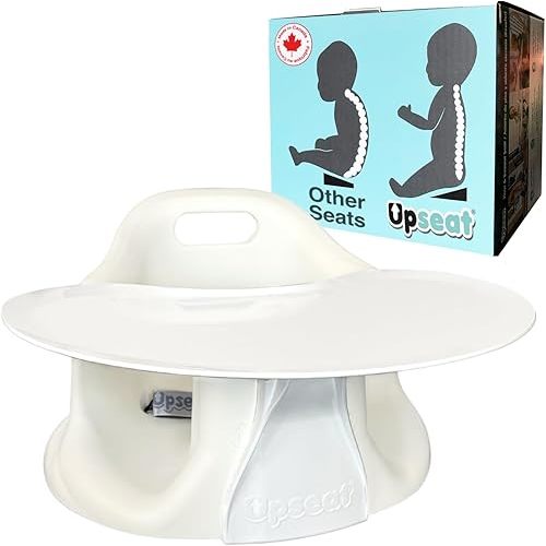 Upseat Baby Floor Seat Booster Chair for Sitting Up with Removable Tray for Meals and Playtime, Developed with Physiotherapists for Safe and Healthy Hip Development and Posture, Made in Canada (Coconut)