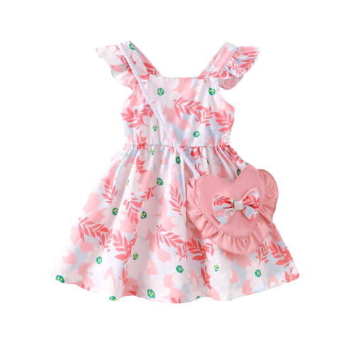 Baby Girls Clothes Newborn Girls Floral Dress 6 Months Girls Summer Dress 12 Months Girls Sundress Sleeveless Dress with Cute Bag Pink