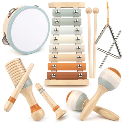 Musical Instruments - Neutral Colors Toddler Toys - Aesthetic Musical Toys, Montessori Toys - Modern Boho Xylophone, Wooden Percussion Instruments for Kids, Gender Neutral Baby Gifts