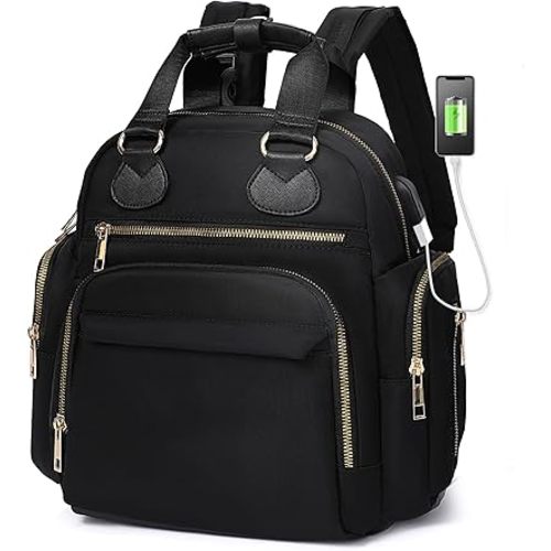 Small Diaper Bag Backpack Mini Baby Diaper Bag with 13 Pockets, Trave Baby Backpack for Boys Girls, USB Charging Port, Wet Dry Bag,3 Insulated Pockets, Stroller Straps,Black