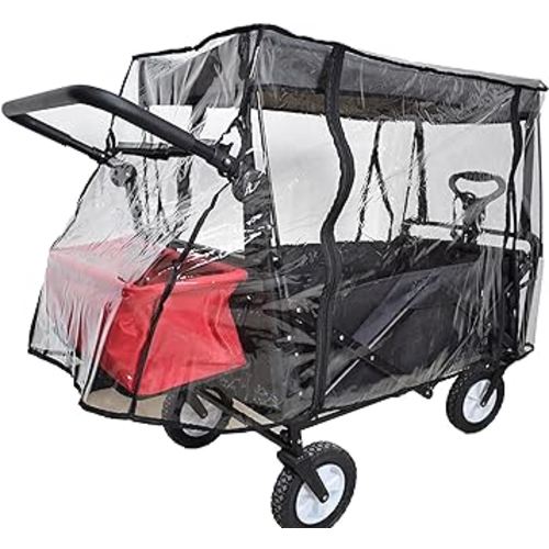 Rain Cover for Wagon Universal Clear Plastic Awning for Collapsible Beach Folding Utility Kids Grocery Push Stroller Wagon Cart Accessories Foldable