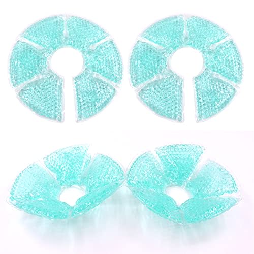 Breast Therapy Ice Packs, Hot and Cold Breast Pads, Breastfeeding Essentials Large Gel Bead Packs for Moms, 2 Pack