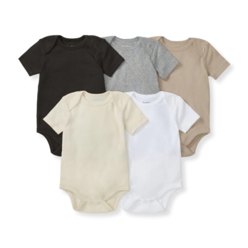Solid Organic Cotton Short Sleeve Baby Bodysuits 5 Pack Ash