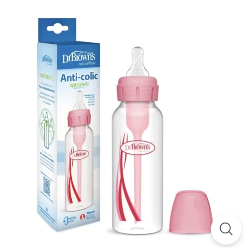 Dr. Brown's Natural Flow Anti-Colic Options+ Narrow Baby Bottle, with Level 1 Slow Flow Nipple