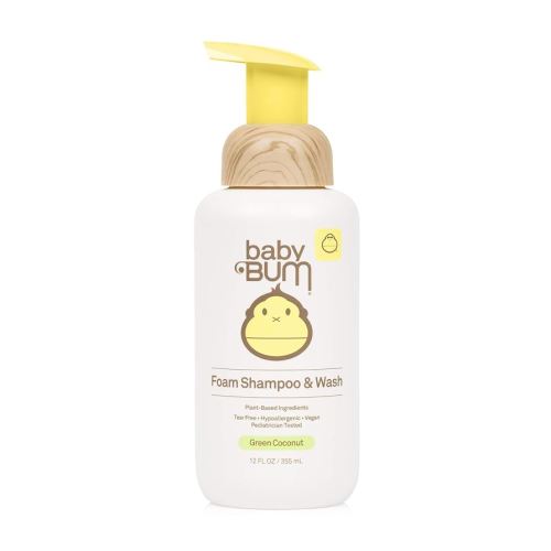 Sun Bum Baby Bum Shampoo & Wash - Foaming Soap for Sensitive Skin with Nourishing Coconut Oil - Natural Fragrance - Gluten Free and Vegan - 12 oz
