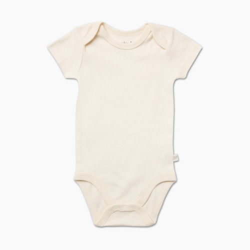 Tiny Kind Solid Short Sleeve Organic Cotton Bodysuit - Antique White, 9-12 M