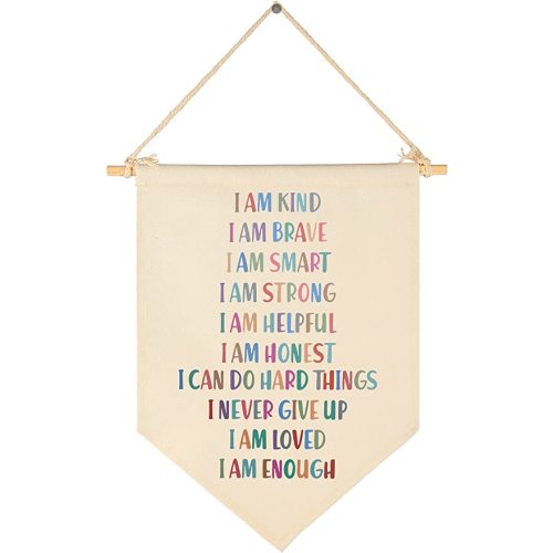 Kid Affirmation Canvas Hanging Pennant Flag