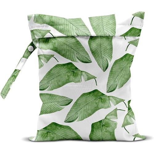 Wet Bag, Wet Dry Bag, Wet Bag for Swimsuit, Travel, Beach, Pool, Diapers, Dirty Yoga Gym Clothes, Makeup Bag, Waterproof Tropical Palm Leaves Decor Jungle Palm Leaf Favors