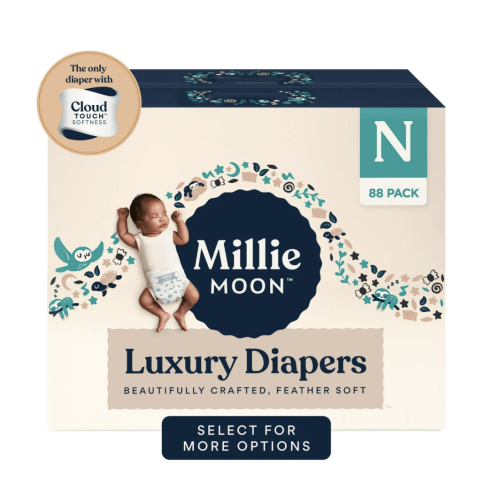 Millie Moon Luxury Diapers, Size Newborn, 88 Count