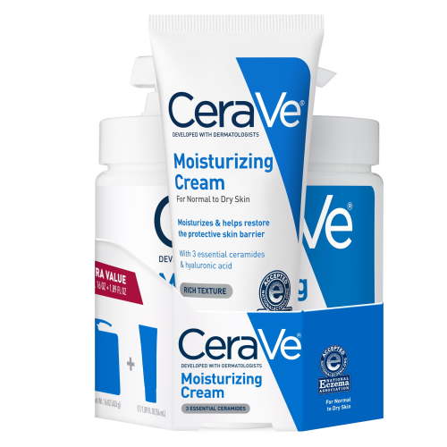 (2 pack) CeraVe Moisturizing Cream for Normal to Dry Skin, 16 oz Pump & 1.89 fl oz Travel Size