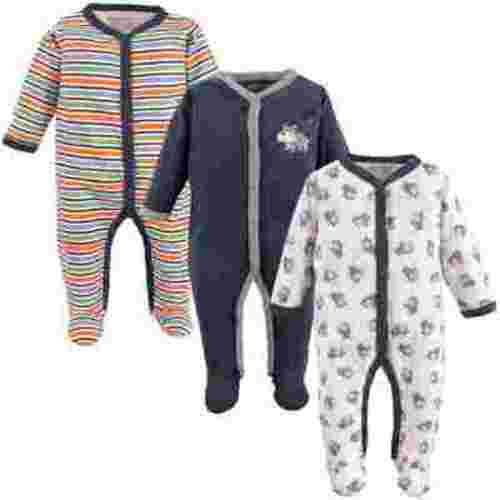 Luvable Friends Baby Boy Cotton Snap Sleep and Play 3pk, Dog, 3-6 Months
