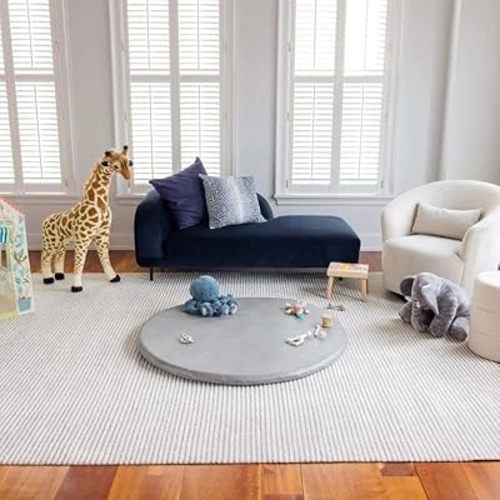 Nurture& Baby Padded Play Mat | Non-Toxic Foam Floor Activity Pad for Babies, Toddlers, Infants | Activity, Tummy Time, Crawling (Circle 51", Gray)