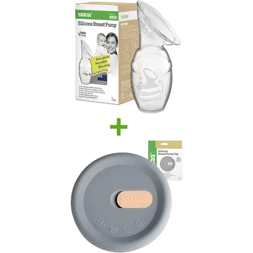 haakaa Manual Breast Pump 4oz/100ml and Silicone Cap Combo