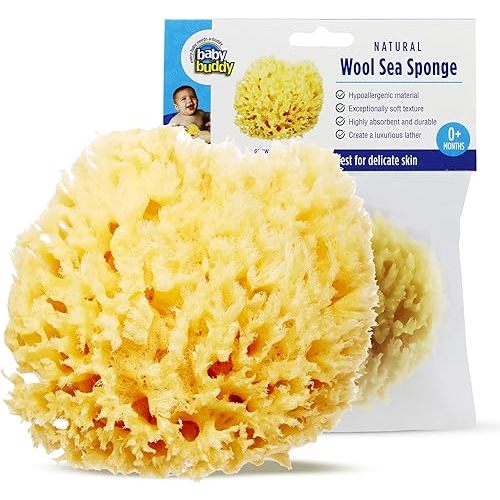 Baby Buddy Natural Wool Sea Sponge, Newborn Bath Time Essential, Ultra Soft for Delicate Skin, Hypoallergenic and Biodegradable, 1 Pack