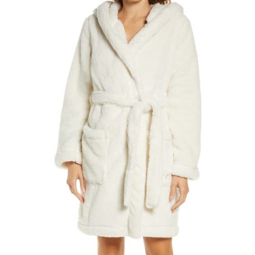 Aarti Faux Shearling Hooded Robe, Large