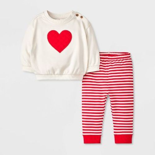 Baby Heart Fleece Set - Cat & Jack™ Cream 3-6m