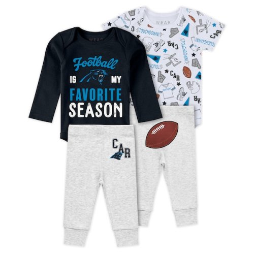 Newborn & Infant Carolina Panthers WEAR by Erin Andrews Three-Piece Turn Me Around Bodysuits & Pant Set