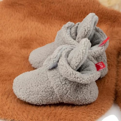 Sawimlgy Newborn Infant Baby Girl Boy Cotton Booties Stay On Sock Slippers Soft Bedroom Shoes Non-Skid Ankle Boots With Grippers Toddler Crib Warm Shoe First Walker Birthday Shower Gift - 3-6 Months Infant