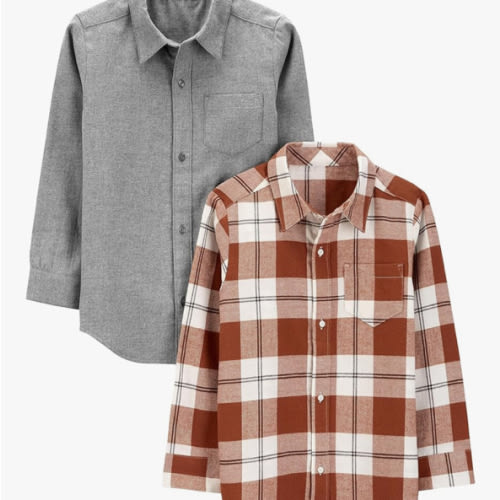 Simple Joys by Carter's Boys' Long-Sleeve Woven Shirt, Pack of 2