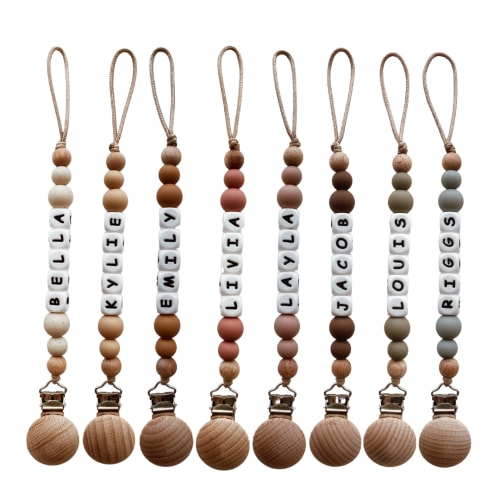 Personalized Pacifier Clip – Oatmilk Baby