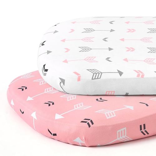 Stretch Fitted Bassinet Sheet Set BROLEX 2 Pack Cradle Sheets for Bassinet Pad/Mattress,Unisex Boys Girls,Ultra Soft,Pink Arrow