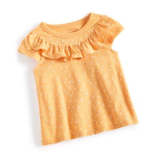 Baby Girls Dot-Print Short-Sleeve Ruffled Top, Created for Macy's
