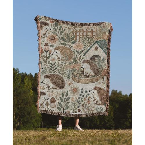 Hedgehog Woven Blanket - Hedgehog woven tapestry - Hedgehog throw Wall Decor Aesthetic