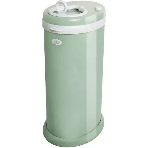 Ubbi Steel Diaper Pail, Odor Locking, No Special Bag Required, Award-Winning, Registry Must-Have, Sage Green