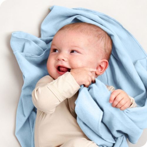 6 Pack Soft & Cozy 100% Cotton Flannel Receiving Blanket by Bare Home, Light Blue