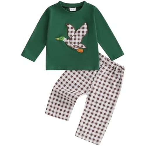 Toddler Boy Hunting Outfit Mallard Duck Long Sleeve Sweatshirt Top Casual Pants Set Baby Duck Hunter Clothes