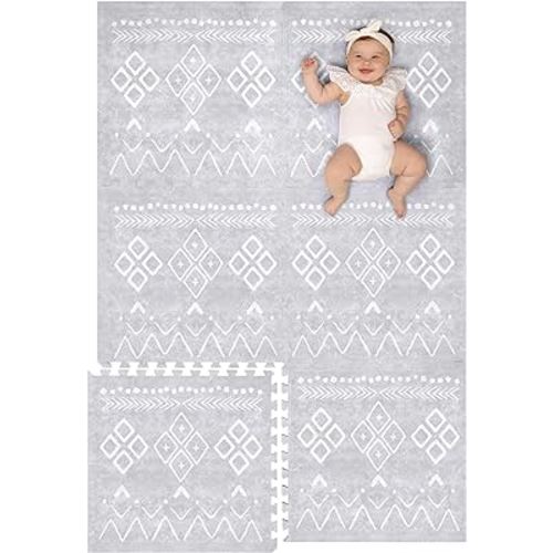 Lillefolk Baby Foam Play Mat - Baby Playmat | Tiles for Kids Interlocking Mat - Foam Baby Mat for Babies & Toddlers - Non Toxic Play Mat for Baby Tummy Time Mat 6x4ft Grey