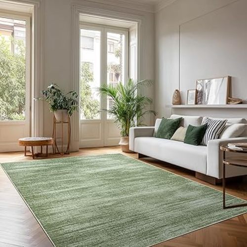 BILEEHOME Abstract Neutral Area Rugs for Living Room Olive Green Nursery 5x8 Rug Non Slip Washable Low Pile Floor Covering Carpet for Playroom Bedroom Loden Green