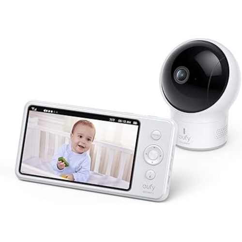 eufy Security, SpaceView Pro Video Baby Monitor E210 with 5" Screen, Two-Way Audio, Security Camera, 720p, Pan & Tilt, Night Vision, Lullaby Player, Wide Angle Lens Not Included (No App Required)