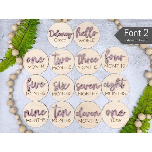 Wooden 3D Monthly Milestone Discs for Baby Photos Engraved Wood Monthly Milestone Markers Personalized Baby Sign - Etsy