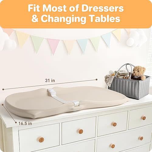Nicemer Baby Changing Pad Soft Wipeable Waterproof Changing Pad for Changing Table and Dresser Use for Changing Diaper Clothes Massage Apply Moisturizer, Oat Cute Cat Design