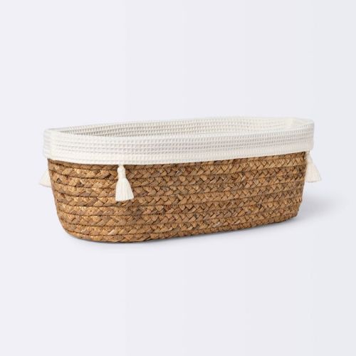 Natural Weave Oval Storage Bin With Waffle Weave Liner - Cloud Island™ Cream