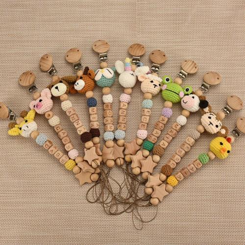 Personalized Dummy Clip with Crocheted Animal | Custom Baby Name Pacifier Clip