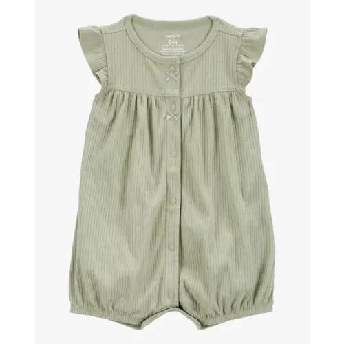 Baby Cotton Rib Short-Sleeve Romper - Green - Carter's | Carter's
