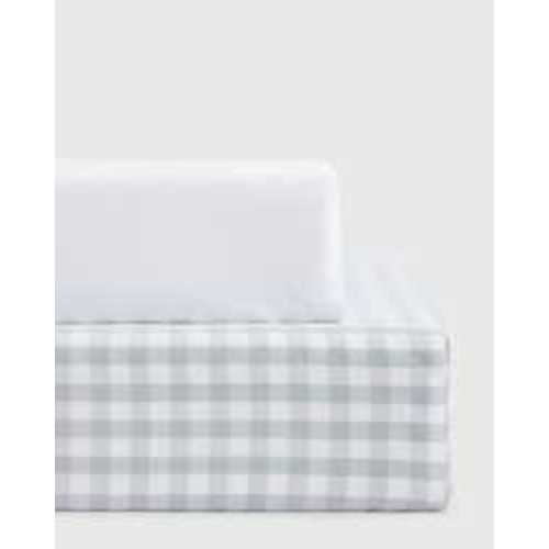 Organic Percale Gingham Crib Sheet 2-Pack in Blue Fog