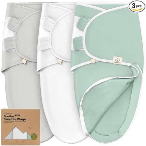 Baby Swaddle Sleep Sacks with Zipper - 3-Pack Swaddles for Newborns 3-6 Months, Infant, Baby Girls, Boys, Soft & Durable Newborn Sleep Sack, Easy Diaper Change Swaddling Blanket (Sage, L)