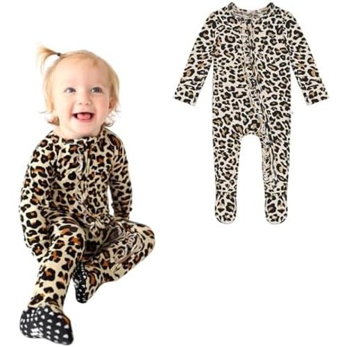 Posh Peanut Footie Pajamas for Baby Girls – Sleepers in Viscose from Bamboo with 2-Way Zipper & Ruffle Trim