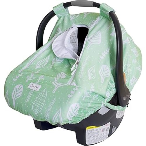 Car Seat Canopy Stroller Covers for Infant Boy and Girl Babies Stretchy and Kick Proof with Net Multi Use Soft and Breathable (Green Foliage)