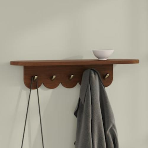 Shelly 24.5" Shelf and Coat Rack - Brass and Walnut | Article