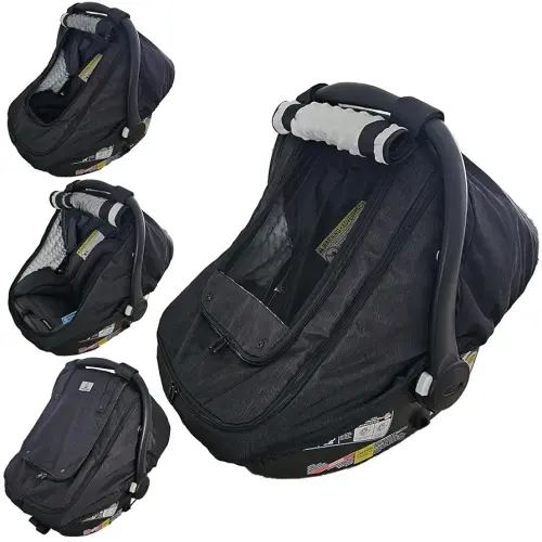 Waterproof Baby Car Seat Cover | Windproof Carseat Cover for Babies | Infant Car Seat Cover for Boys, Girls & Carseat Covers Baby Girl | Universal Fit (Black)