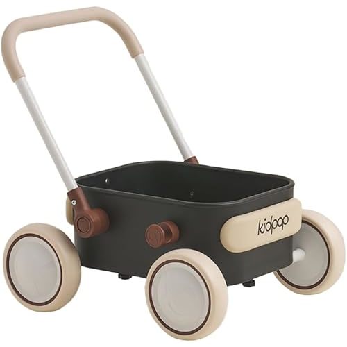 PULA Baby Push Walker with Wheels Toddler Wagon for First Learner Baby Toys 6-12 Months, 1 Year Old Birthday Gifts, Indoors and Outdoors (Black)