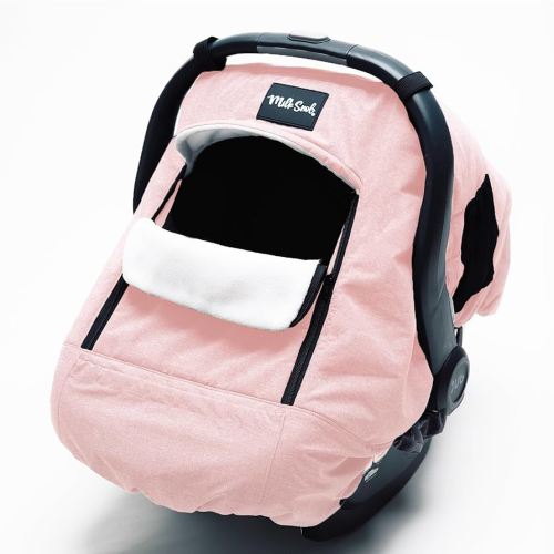Milk Snob Pink Winter Baby Car Seat Cover - Waterproof, Windproof, Fleece Lining - Universal Fit
